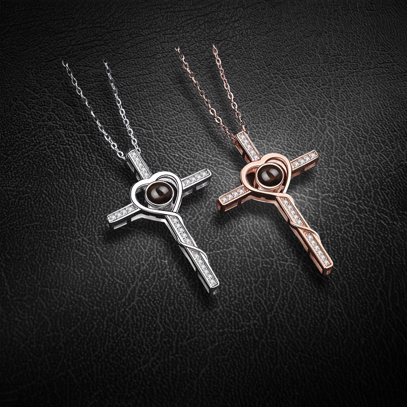 Customized Projection Copper Necklace Love Cross Pendant